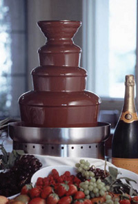 Feierlicher Schokobrunnen f&uuml;r Schokoladenfondue